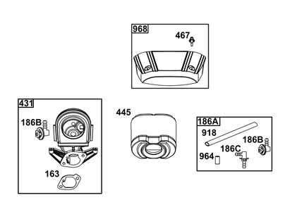 Air Cleaner Group Diagram and Parts List for 44U877-0044-G1 400000 - 699999 Briggs and Stratton Engine